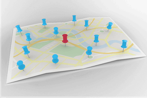 digital city map with colorful pins on transparent background - Download Free Stock Videos Pikwizard.com