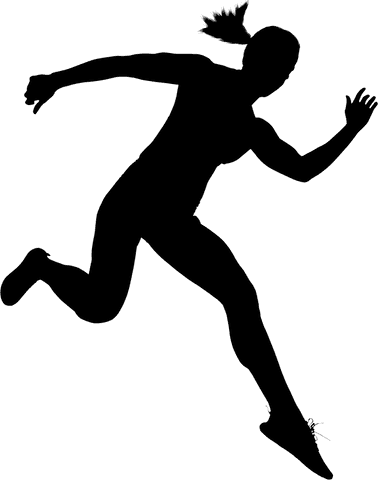 Silhouette of woman running on transparent background vector