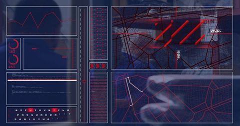 Data analysts monitoring dashboard with digital maps