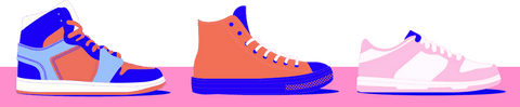 Colorful Sneaker Variety in Transparent Vector Art Design