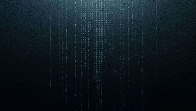 Falling Teal Code Rain Over Textured Dark Surface for Cybersecurity Branding and Digital Design