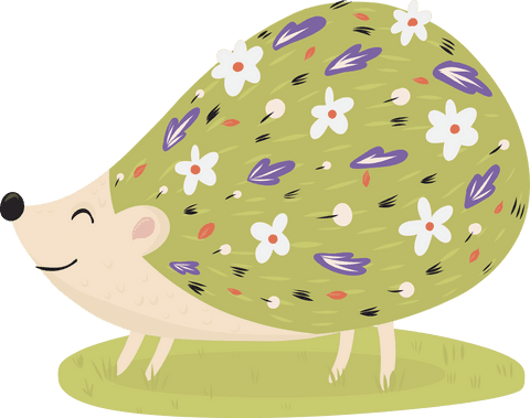 happy cartoon hedgehog with floral spines transparent background - Download Free Stock Videos Pikwizard.com