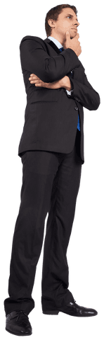 Contemplative Businessman Standing on Transparent Background