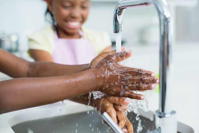 Children Washing Hands in Kitchen, Practicing Hygiene - Download Free Stock Photos Pikwizard.com