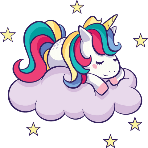colorful unicorn sleeping on cloud with stars and transparent background - Download Free Stock Videos Pikwizard.com