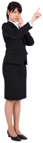 Confident Asian Businesswoman with Gesture on Transparent Background