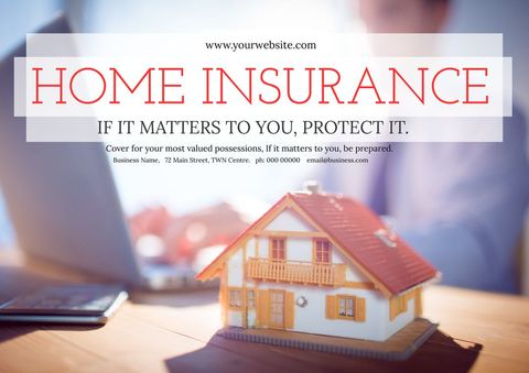 home insurance advertisement featuring miniature house - Download Free Stock Templates Pikwizard.com
