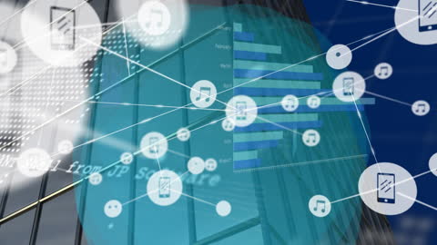 Abstract Digital Network with Data and Audio Symbols