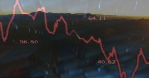 Mystical mountain backdrop blends with data visualization concept