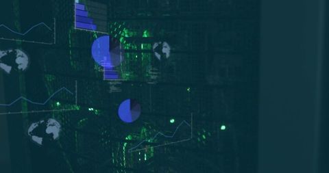 Server Racks Visualizing Global Analytics and Network Monitoring with Holographic Charts