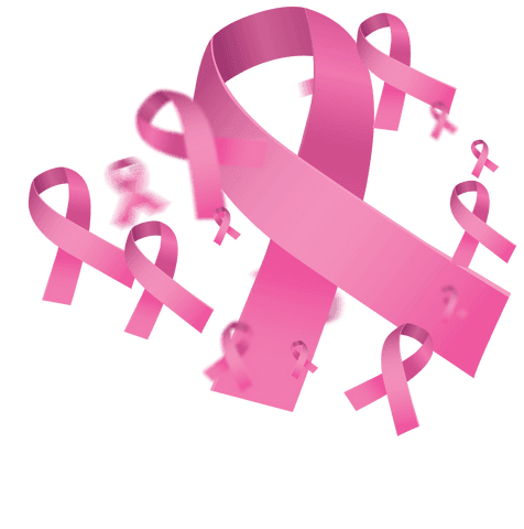 Transparent pink ribbons for cancer awareness