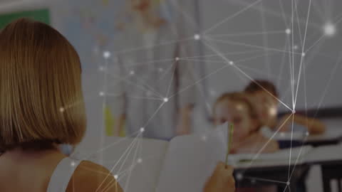 Futuristic Classroom with Network Technology Overlay