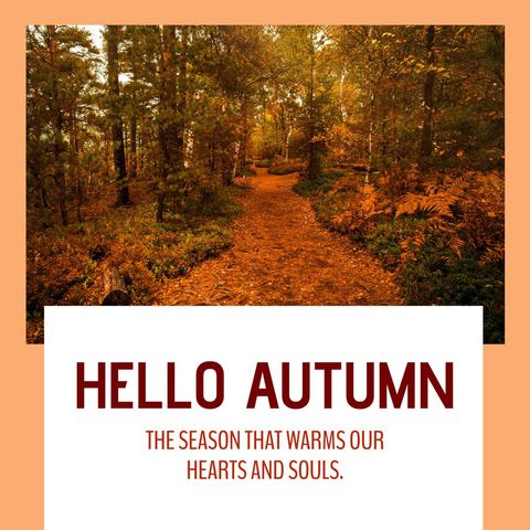 autumn woodland path with welcome message - Download Free Stock Templates Pikwizard.com