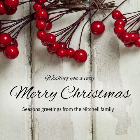 holiday card with vibrant red berries and rustic background - Download Free Stock Templates Pikwizard.com