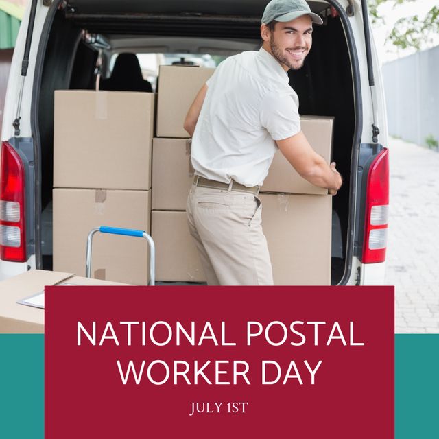 Postal Worker Loading Van National Postal Worker Day Celebration - Download Free Stock Templates Pikwizard.com