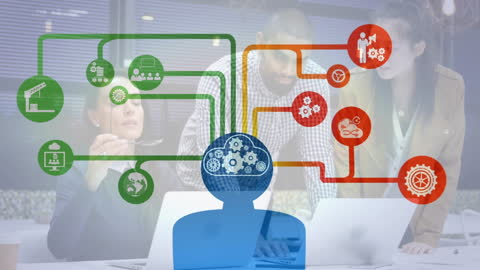 Executives Collaborating on Digital Strategies with Data Analysis Interface