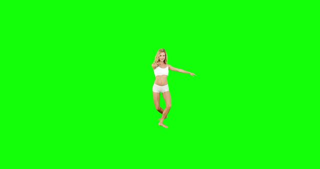 Fit Young Woman in Athletic Wear Stretching on Green Screen - Download Free Stock Images Pikwizard.com