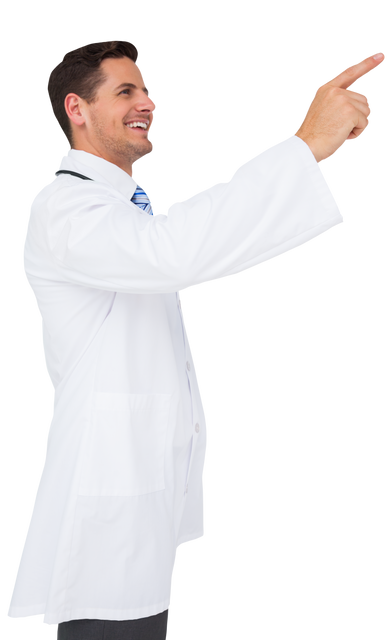 Smiling Male Doctor Pointing on Transparent Background - Download Free Stock Videos Pikwizard.com