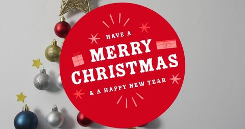 Merry Christmas and Happy New Year Festive Design with Holiday Decorations