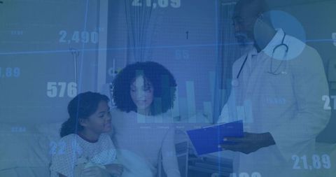 Doctor Consulting with Mother and Child in Hospital Environment