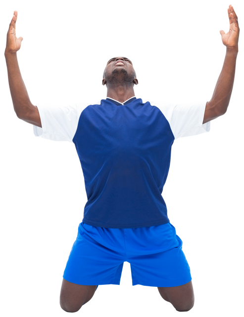 Soccer Player Celebrating Victory with Arms Raised on Transparent Background - Download Free Stock Videos Pikwizard.com