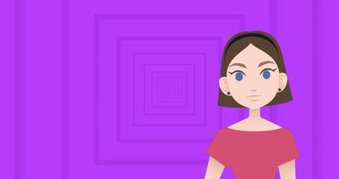 Digital illustration of woman in abstract purple background