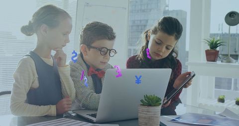 Children Learning Global Finance with Digital Currency Symbols - Download Free Stock Images Pikwizard.com