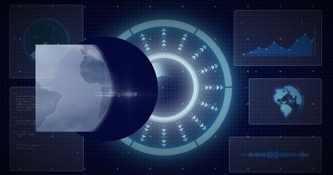 Digital Globe with Data Processing Elements on Dark Interface - Download Free Stock Images Pikwizard.com