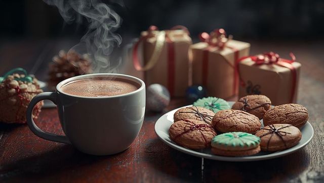 Cozy Delight: Hot Cocoa and Holiday Biscuits by Festive Decor