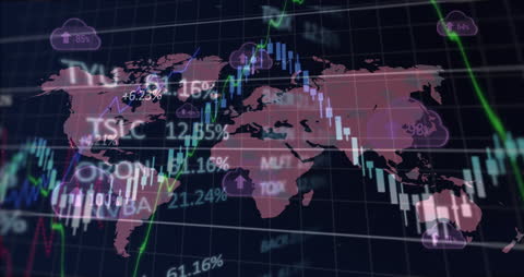 Global Finance Concept with US Dollar Notes and World Map