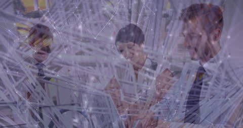 Business Professionals Collaborating—Digital Network Overlap