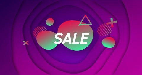 Geometric Colorful Sale Banner with Purple Background
