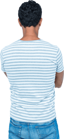 transparent rear view of casual man in striped shirt with hands crossed - Download Free Stock Videos Pikwizard.com