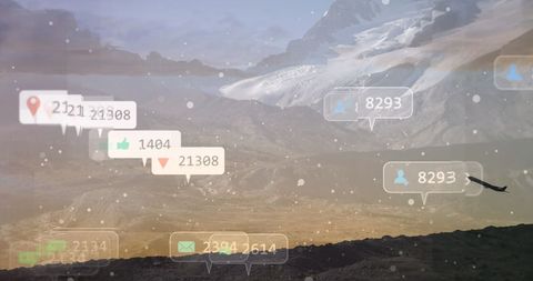 Social Media Icons Over Scenic Mountain Landscape - Download Free Stock Images Pikwizard.com
