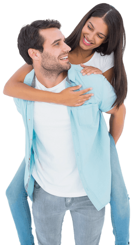 Happy Couple Enjoying Playful Piggyback on Transparent Background - Download Free Stock Videos Pikwizard.com