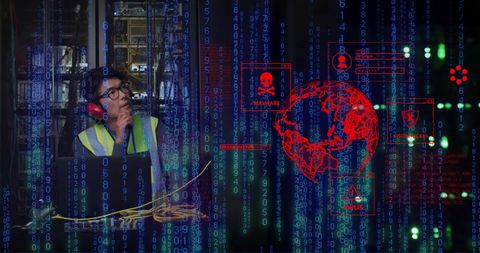 IT Engineer Analyzing Cybersecurity Threats with Digital Interface - Download Free Stock Images Pikwizard.com