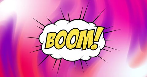 Comic Book Boom Text on Vibrant Retro Wave Background - Download Free Stock Images Pikwizard.com