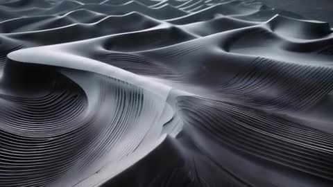 Abstract Layered Metallic Dunes with Futuristic Sculptural Design