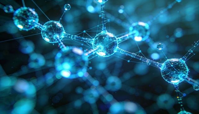 Glowing Nanomolecular Network of Luminous Nodes and Interconnected Filaments Holographic