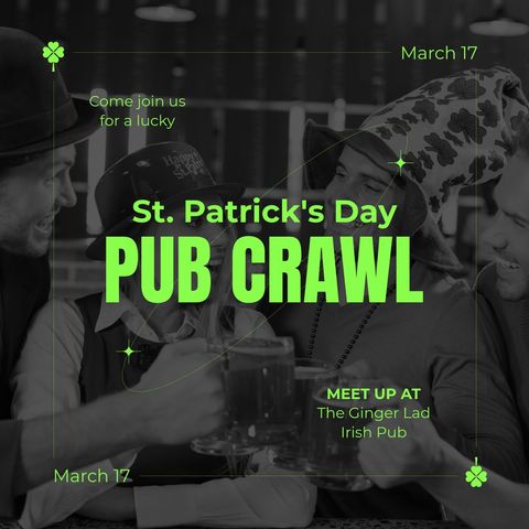 st. patrick's day pub crawl celebration poster - Download Free Stock Templates Pikwizard.com