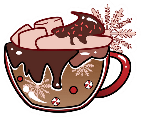 cocoa mug with marshmallows and snowflake design on transparent background - Download Free Stock Videos Pikwizard.com