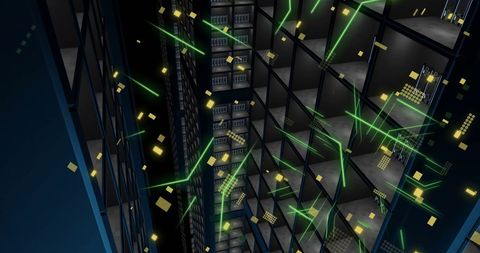 Digital Data Streams Flowing Through Computer Servers - Download Free Stock Images Pikwizard.com