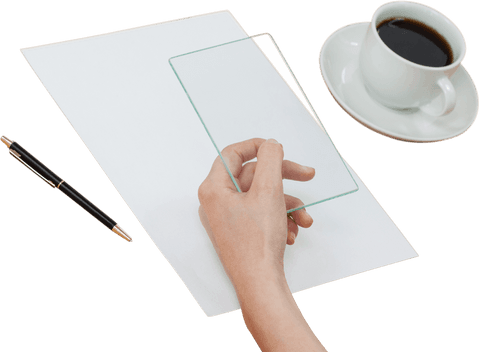 Transparent Phone Use Concept with Hand Holding Glass Panel