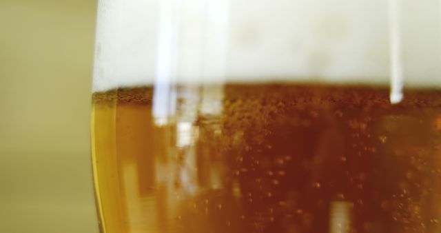 Close-up of frothy cold beer in glass with bubbles - Download Free Stock Images Pikwizard.com