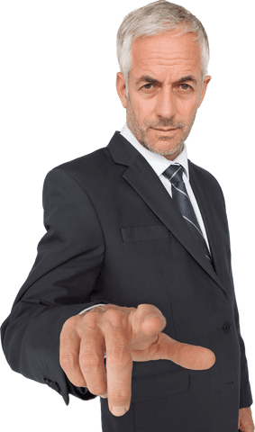 happy senior businessman pointing finger on transparent background - Download Free Stock Videos Pikwizard.com