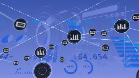 Digital Data Network with Futuristic HUD and Connections