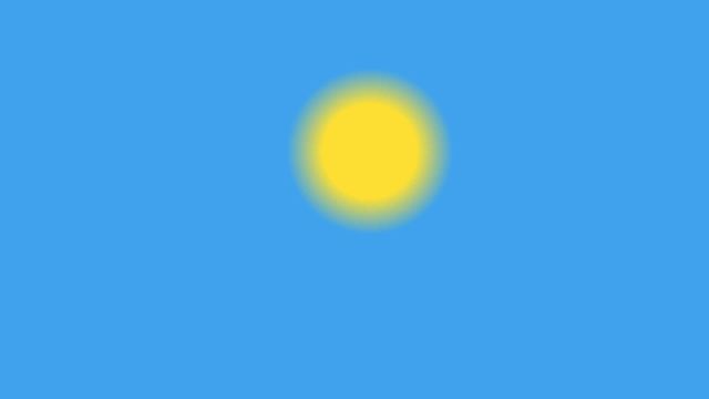 This digital illustration depicts a bright yellow sun shining against a clear blue sky, creating a strikingly simplistic and vibrant visual. Ideal for use in projects related to weather presentations, summer promotions, atmospheric studies, or as a backdrop for animated videos illustrating daytime themes. The clear and captivating colors evoke feelings of warmth and positivity.