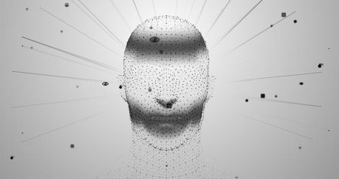 Futuristic human head with digital connections