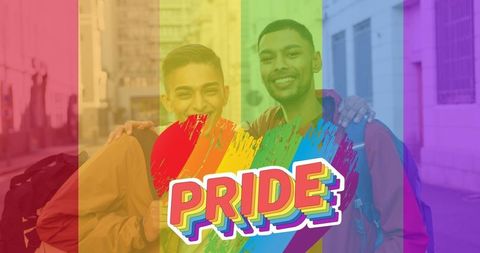 LGBTQ Celebration with Pride Text and Rainbow Colors