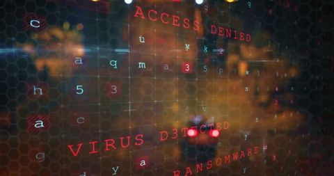 Cybersecurity Alert with Digital Interface Overlaying Cityscape